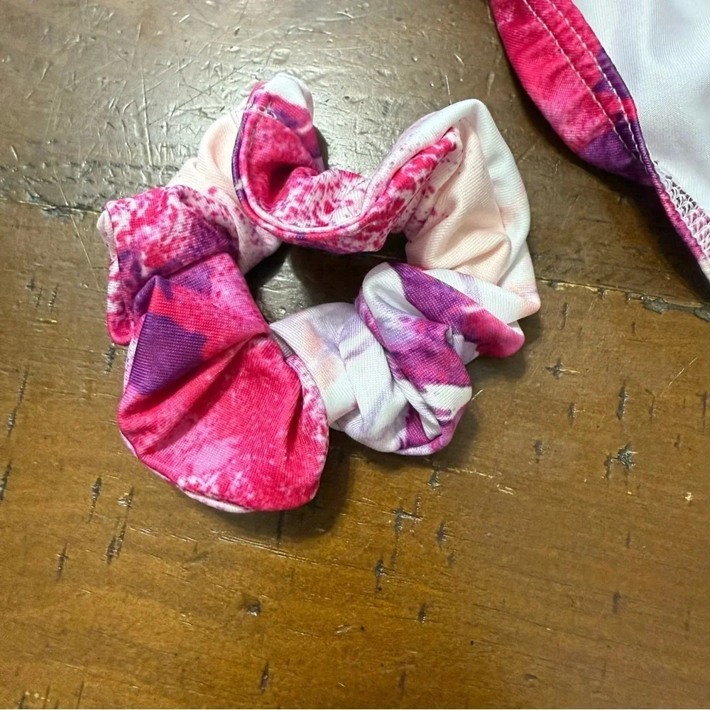 Justice Pink and Gold Floral gymnastics/dance/tumbling leotard. Preowned